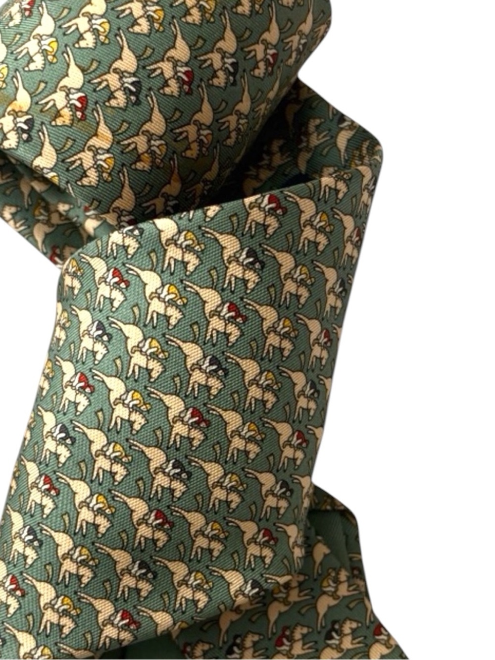 HERMÈS Green Patterned Silk Tie